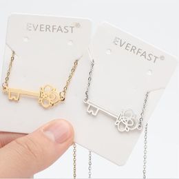 Everfast Wholesale 10pc/Lot New Stainless Steel Key Charm Pendant Necklaces Women Men Lover Fashion Jewelry Gift Steel Gold Color