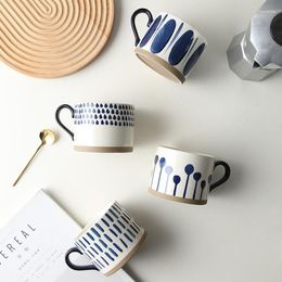 Mugs Nordic Ceramic Cup Coffee Mug With Handle Retro Large Capacity Japanese Milk Water Breakfast Oatmeal Gift
