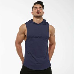 MRMT 2023 Brand New Cotton Men's T shirt Hooded Sleeveless T-shirt For Male Men Tank Tops Fitness Hoody T-shirts Curved Hem Vest HKD230725