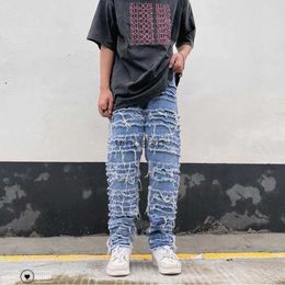 2023 Grunge Clothes Y2K Fashion Baggy Stacked Jeans Pants Men Streetwear Washed Blue Straight Women Denim Trousers Ropa Hombre HKD230812