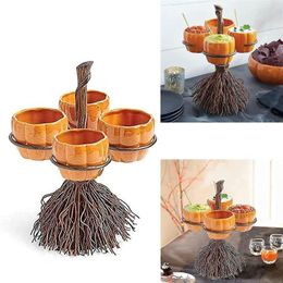 Bowls Halloween Pumpkin Tray Snack Bowl Stand Cute Basket 4 Collapsible Party Trays Candy Holder