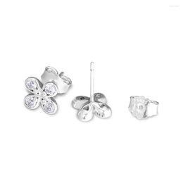 Stud Earrings Four-Petal Flowes Earring 925 Sterling-Silver-Jewelry