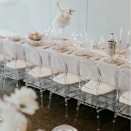Modern design crystal clear cross back plastic chair Wedding event decor (not stainless steel golden )phoenix chair for dining 916