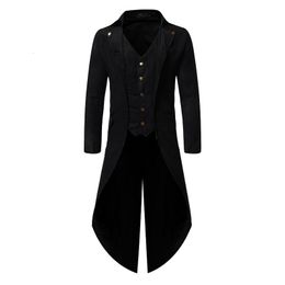 Men's Suits Blazers Mens Steampunk Black Tailcoat Jacket Medieval Gothic Coat Jacket Men Pirate Viking Renaissance Formal Tuxedo Coats Costume Homme 230811