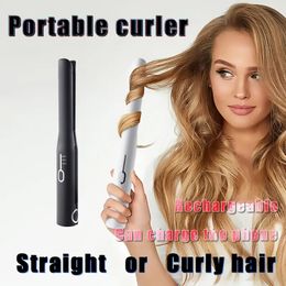 Cordless Hair Straightener And Curler 2 In 1-7.8 Inch Portable Mini Hair Straightener With 3 Temp 20s Fast Heating & Anti-Scald, 2600mAh USB Curling Iron.