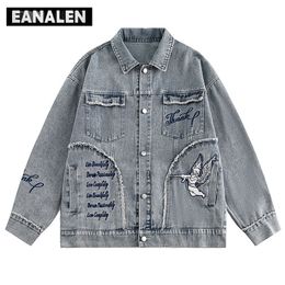 Men's Jackets Harajuku Vintage Alphabet Angel Graphic Denim Jacket Men's Oversized Streetwear Rock Punk Gothic Biker Graffiti Jacket Women's 230812