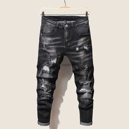 Fashion Men's Jeans Pants Stretch Dark Blue Skinny Jeans For Men Casual Slim Fit Denim Pants Korean Style Trousers Jeans HKD230812