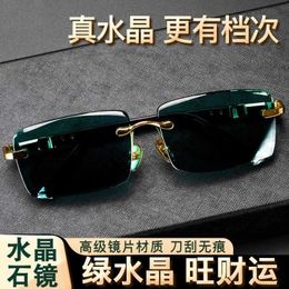 High grade dark green glasses crystal stone mirrors men's sunglasses high-definition fashionable tortoiseshell Colour frame