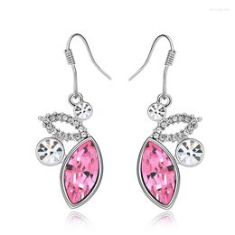 Dangle Earrings ER-00278 Korean Fashion Crystal Jewerly Valentine's Day Gift Silver Plated Pink Insect Drop Earring For Women Accessories