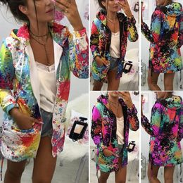 Women's Jackets Fashion Women Plus Size Jacket Coat Fall Floral Print Pockets Long Sleeve Hooded Drawstring Zipper For Female 230811