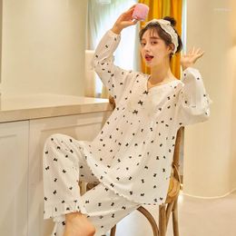 Women's Sleepwear Autumn Pyjamas For Women Long Sleeve Femme Pyjama Sets Sweet Casual Soft Female Nightwear Homewear Gift