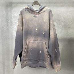 Men's Hoodies Sweatshirts Street Wear Speckled Ink Rubbed Hooded Hoodies Fashion Sense Distressed Winter Coat Men's and Women's Baggy Washing Clothes 230812