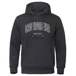 U.S.A California west coast Street Print Male Hoodie Fashion Loose Clothing Fleece Warm Sweatshirt O-Neck Pollover Hoody For Men HKD230725