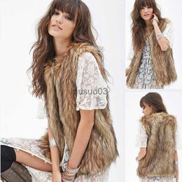 Women's Vests Fashion Autumn Winter Women's Faux Fur Short Vest Sleeveless Warm Padded Vests Female Jacket Coat Cardigan Waistcoat Clothing HKD230812