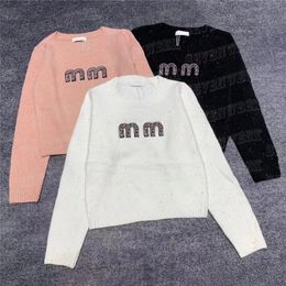 Women Sweaters Rhinestone Letter Knitted Hoodie Tops Luxury Designers Pullover Autumn Winter Knitting Sweatshirts