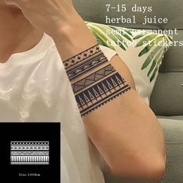 Temporary Tattoos Totem Ring Herbal Juice Tattoo Sticker Waterproof Semi permanent Art Fake Men Women Arm Leg Decal Faux Tatouage 230812