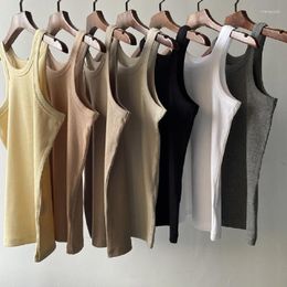 Women's Tanks Tank Top O-Neck Sleeveless Thread Solid Slim Vest Cotton Casual Spring Summer