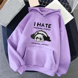 Women's Hoodies Women Sweatshirts Loose Round Neck Streetwear Kawaii Print Long Sleeve Hooded Drop Shoulder Sweatshirt Clothing