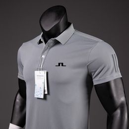 Men's Polos Summer Golf Shirts Men Casual Polo Shirts Short Sleeves Summer Breathable Quick Dry J Lindeberg Golf Wear Sports T Shirt 230812