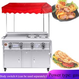 Hot Selling Stainless Steel Fast Food Trailer Street Mobile Kitchen Gas Snack Cart For Sale