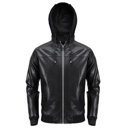 Men's Jackets Men brand casual motorcycle leather jackets hooded zippers Locomotive Bomber Jacket coats 230812