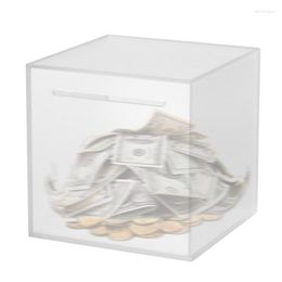 Storage Bottles Piggy Bank Paint Your Own Money Box For Cash Gift Savings Jar And Coin Unopenable Acrylic Frosted Saving