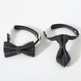 Dog Apparel Pet Accessories For Dogs Cats Bowtie British Style Puppy Plaid Tie Breakaway Bowknot Collar Small Cat Gentleman Costume