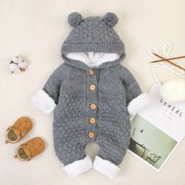 Rompers 0-24M Autumn Baby Knit Rompers For Baby Boys Warm Jumpsuit Winter Kids Overalls Baby Girl Clothes For born Christmas Costumes 230811