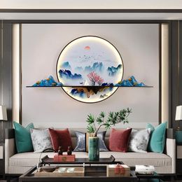 Wall Lamp Modern Picture Inside Creative Chinese Landscape Mural Background Bedside Sconce LED For Home Living Bedroom