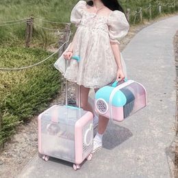 Cat Carriers Space Unique Cats Backpack Cute Wheels Ladies Carrying Carry Bag Portable Girl Transporter Dla Kota Pet Accessories