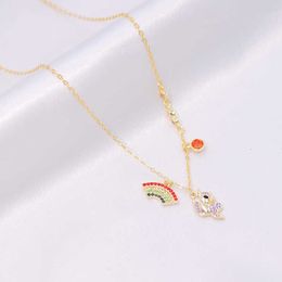 Designer Rovski luxury top jewelry accessories Simple Rainbow Unicorn Necklace Pendant Bracelet Fantasy Girl Cute and Lively Personality Collar Chain Jewelry