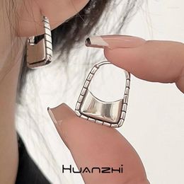 Dangle Earrings Vintage Silver Colour Twist Metal Lock Bag For Women Girl Simple Trendy Jewellery Gift HUANZHI 2023