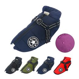 Winter Dog Clothes For Small Dogs Warm Fleece Large Dog Jacket Waterproof Pet Coat With Harness Chihuahua Clothing Puppy Costume HKD230812