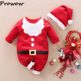 Rompers Prowow My First Christmas Baby Romper Santa Claus Cosplay Clothes Xmas Jumpsuit For Kids Happy Year Costume Baby 230812