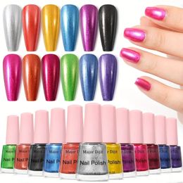 12 Colours Metallic Gel Nail Polish Set - Jelly Gel Polish for Strengthening and Soak Off Nails - Nail Art Design Gifts