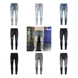 Ripped jeans miri Jeans Men's Jeans designer jeans Knee Skinny Straight Size 29-40 Motorcycle Trendy Long Straight Hole High Street denim