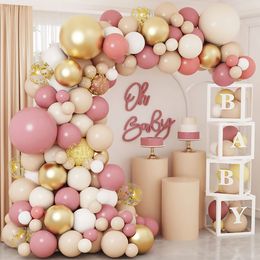 Other Event Party Supplies Retro Pink Gold Balloon Garland Arch Kit Wedding Birthday Ballon 1st Decoration Kids Baby Shower Latex Baloons 230812
