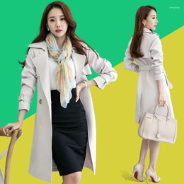Women's Trench Coats Windbreaker Long Coat Women Femme Spring&Autumn Korean Slim Black Womens Abrigo Mujer KJ395
