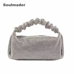 Evening Bags Women Rhinestones Evening tote Bag shining Crystal Party Wedding bucket Bag silver wholsale 230811