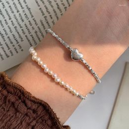 Link Bracelets S925 Silver Plated Love Heart Charm Bracelet &Bangle For Women Girls Handmade Party Jewellery Gifts Sl423