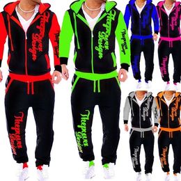 Mens Tracksuits Sports Jogging Suit Track And Field Fitness Personality Loose Hooded 230811