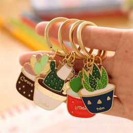 Keychains Lanyards Cute Green Plant Pendant Creative Succulent Cactus Keychain Car Keyring Charms Bag Ornaments Accessories Party Souvenir Gifts