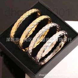 Bangle Designer Lingcha Bracelet 925 Silver Plated 18K Gold Inlaid Diamond Wide and Narrow Version Couple Fashion Pattern AVJN