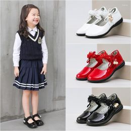 Flat Shoes 2023 Kids Girls Leather For School Student Dress Black White Red Pink 3T 4T 5T 6T 7T 8T 9T 10T 11T 12T 13T