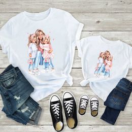 Family Matching Outfits New Mother Kids Tshirts Funny Family Matching Outfits White Short Sleeve Mother Daughter Matching Clothes Summer Family Look