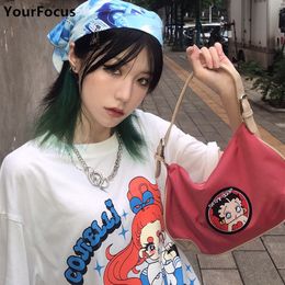 Cosmetic Bags Cases Vintage American Girl 90's Retro Y2k Cartoon Cute Handbag Underarm Bag Harajuku Kawaii Sweet Mini Bag Axillary Pouch 230811