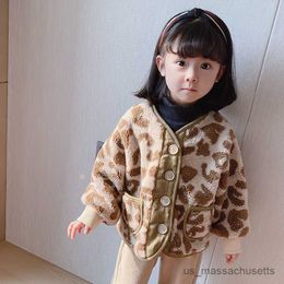 Jackets Cashmere Warm Winter Coat Girls Boys Leopard Jackets Coats Kids Padded Overcoats Children Clothes R230812