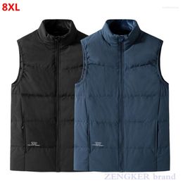 Men's Vests Autumn Winter Male Youth Plus Size Stand-up Collar Thick Down Vest Lightweight Waistcoat 5XL 6XL 7XL 8XL