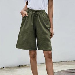 Women's Shorts S-5XL Large Size Cotton Casual Pants Women Summer Literary Retro Simple Elastic Waist Slimming Ladies Five Branch