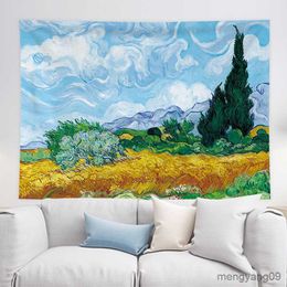 Tapestries Decor Home Decor Van Gogh Art Painting Starry Sunflower Decoration Mural Aesthetic Room Decor Tapestry Wall Hanging R230812